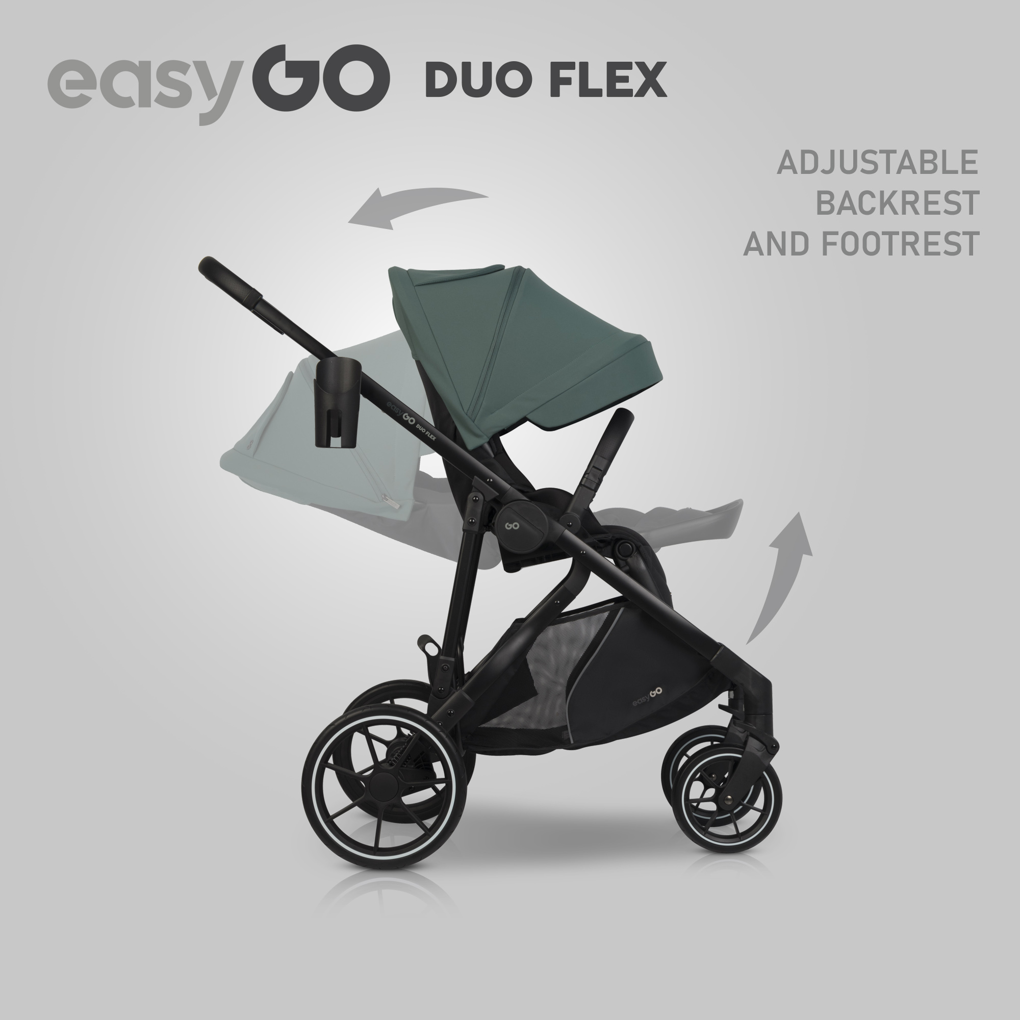 Stroller EasyGo Duoflex Sage Green 2 seats
